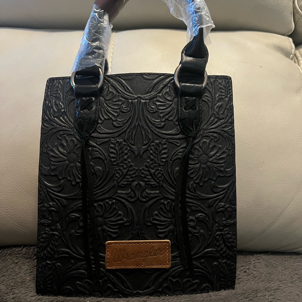 Wrangler Black Floral Embossed Bag